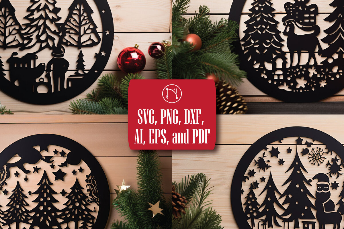 Σετ των 2 Intra απο ξύλο plywood  Χρώμα wenge 3mm-4mm πάχος - Πακέτο Cricut Χριστουγεννιάτικη διακόσμηση Δίασταση 4x4 cm INTRAFABR-114687893