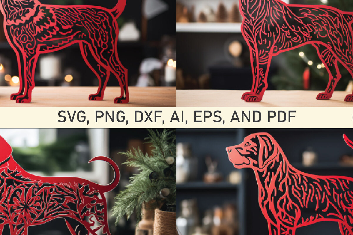 Σετ των 2 Intra απο ξύλο plywood  Χρώμα wenge 3mm-4mm πάχος - Cricut Χριστουγεννιάτικο Διακόσμηση Σκύλου Πακέτο Δίασταση 4x4 cm INTRAFABR-124549162