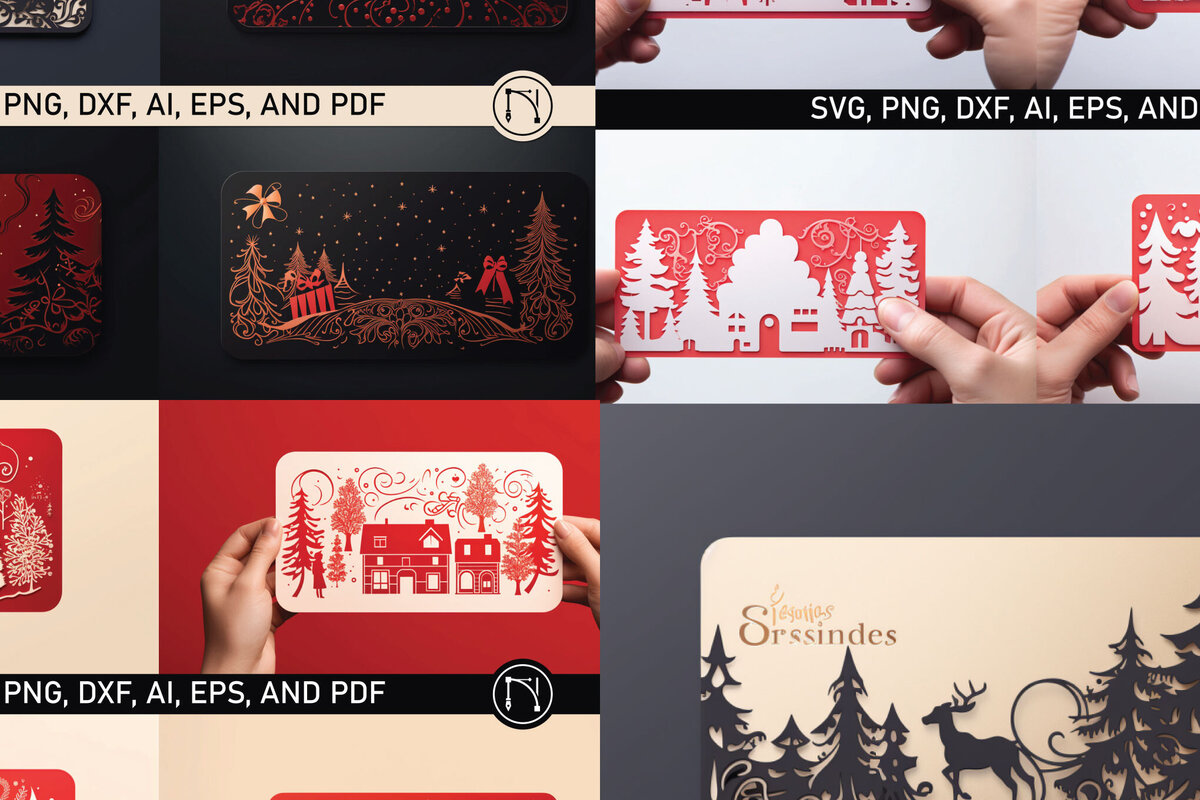 Σετ των 2 Intra απο ξύλο plywood  Χρώμα wenge 3mm-4mm πάχος - Πακέτο χριστουγεννιάτικων δώρων Cricut Δίασταση 15x15 cm INTRAFABR-119136706