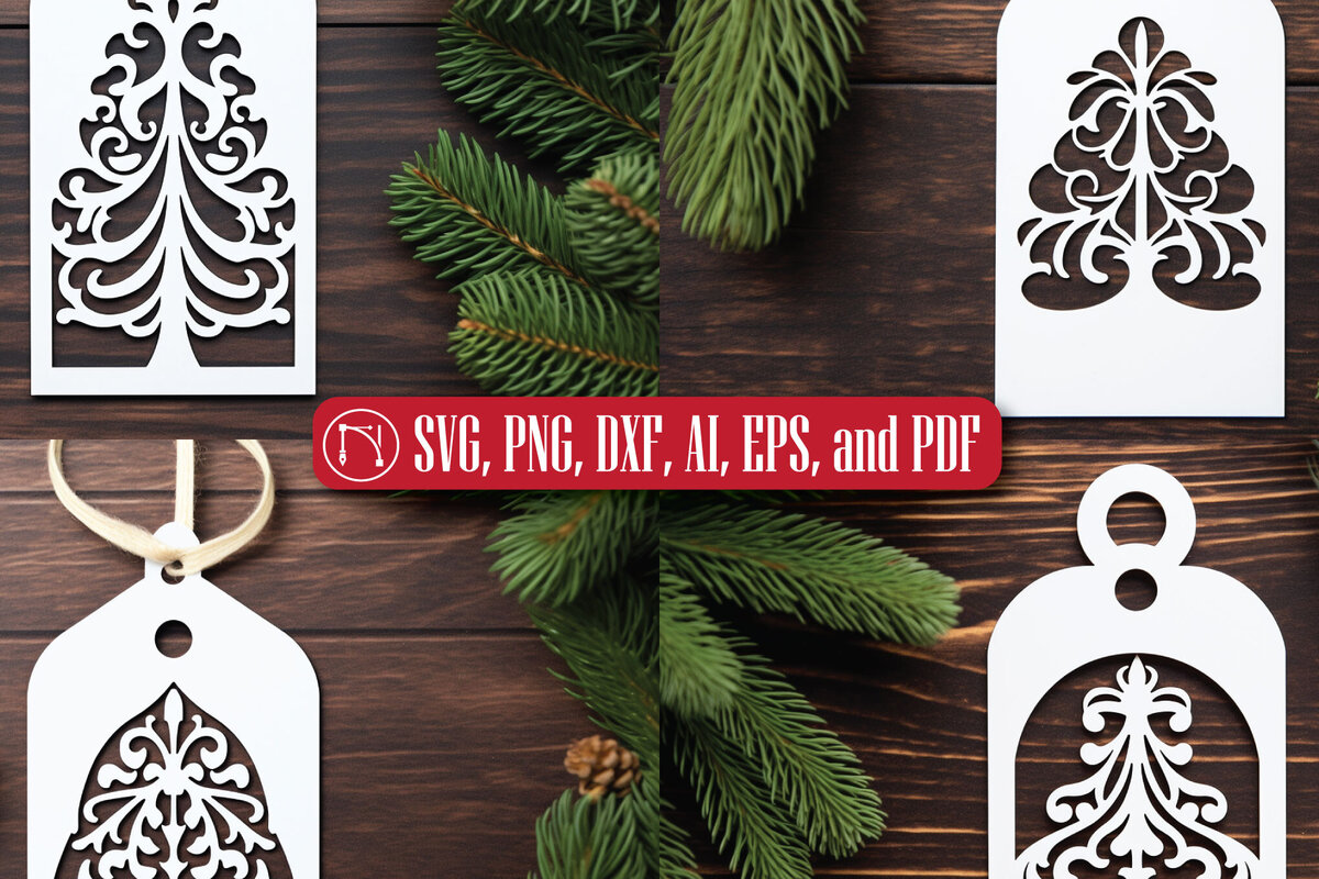 Σετ των 2 Intra απο ξύλο plywood  Χρώμα wenge 3mm-4mm πάχος - Πακέτο με ετικέτα δώρου Χριστουγέννων Cricut Δίασταση 4x4 cm INTRAFABR-123800469