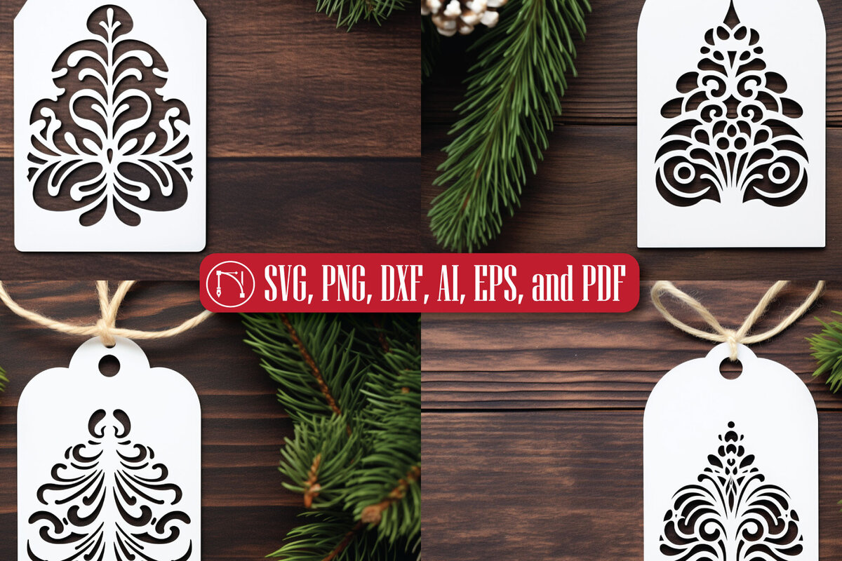 Σετ των 2 Intra απο ξύλο plywood  Χρώμα wenge 3mm-4mm πάχος - Πακέτο με ετικέτα δώρου Χριστουγέννων Cricut Δίασταση 4x4 cm INTRAFABR-125405862