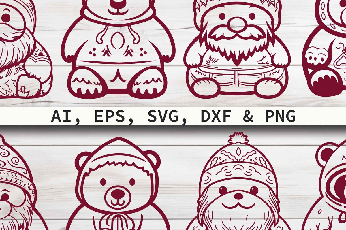 Σετ των 2 Intra απο ξύλο plywood  Χρώμα wenge 3mm-4mm πάχος - Πακέτο Cricut Christmas Gnome Δίασταση 4x4 cm INTRAFABR-22687431