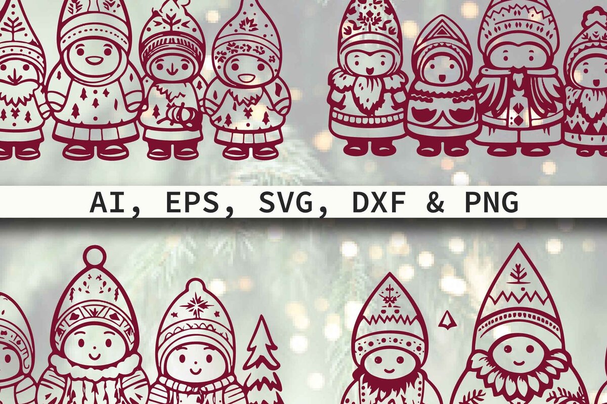 Σετ των 2 Intra απο ξύλο plywood  Χρώμα wenge 3mm-4mm πάχος - Πακέτο Cricut Christmas Gnome Δίασταση 4x4 cm INTRAFABR-21254225