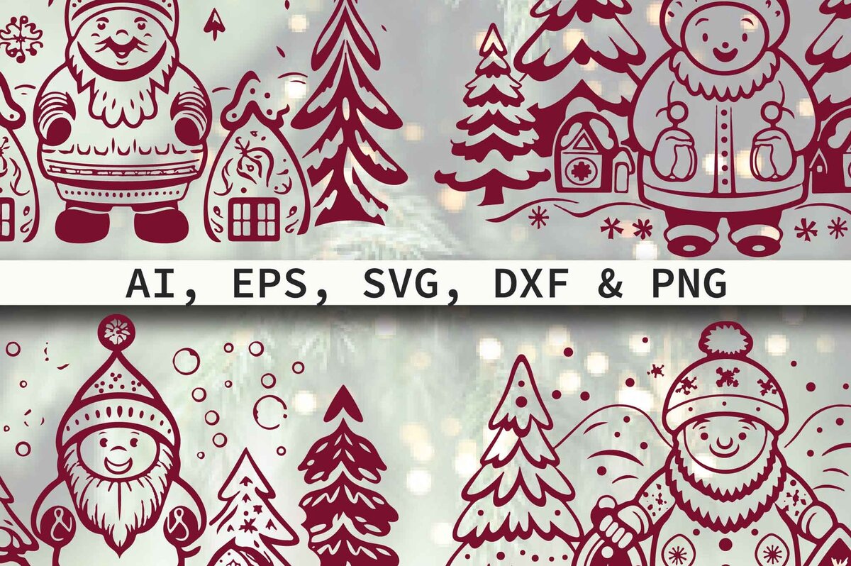 Σετ των 2 Intra απο ξύλο plywood  Χρώμα wenge 3mm-4mm πάχος - Πακέτο Cricut Christmas Gnome Δίασταση 4x4 cm INTRAFABR-56998845