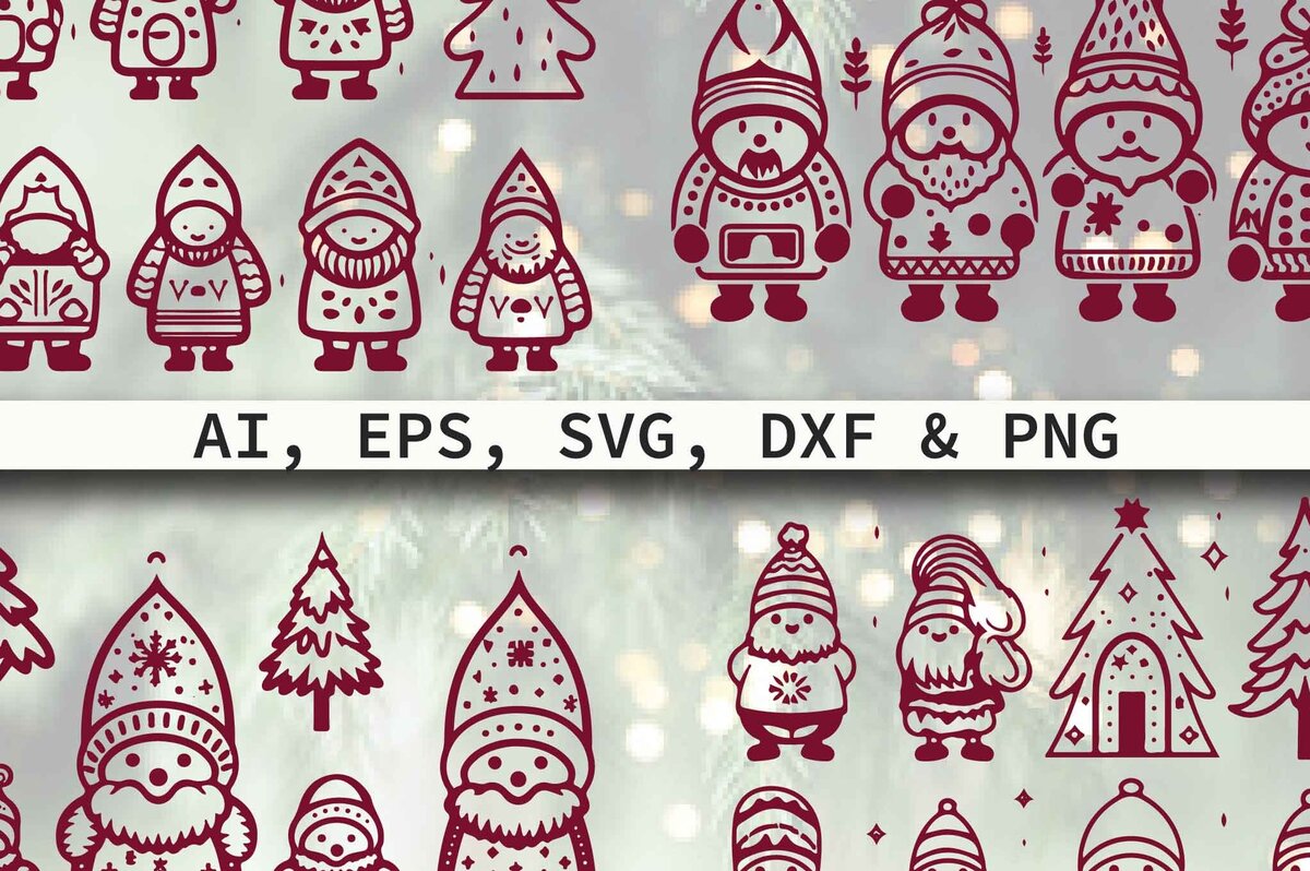 Σετ των 2 Intra απο ξύλο plywood  Χρώμα wenge 3mm-4mm πάχος - Πακέτο Cricut Christmas Gnome Δίασταση 4x4 cm INTRAFABR-7879268