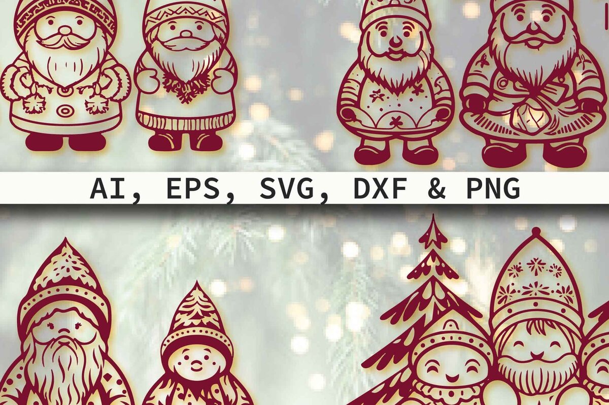 Σετ των 2 Intra απο ξύλο plywood  Χρώμα wenge 3mm-4mm πάχος - Πακέτο Cricut Christmas Gnome Δίασταση 4x4 cm INTRAFABR-55868007