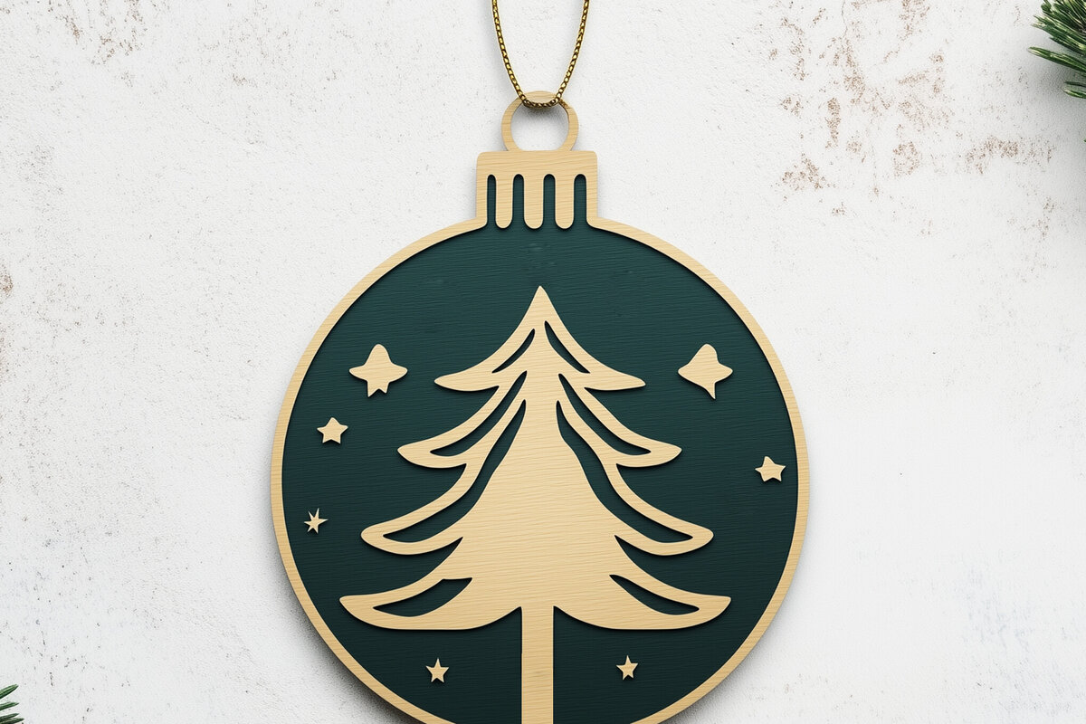 Σετ των 2 Intra απο ξύλο plywood  Χρώμα wenge 3mm-4mm πάχος - Cricut Χριστουγεννιάτικο Στολίδι Cut Δίασταση 6x6 cm INTRAFABR-62303468