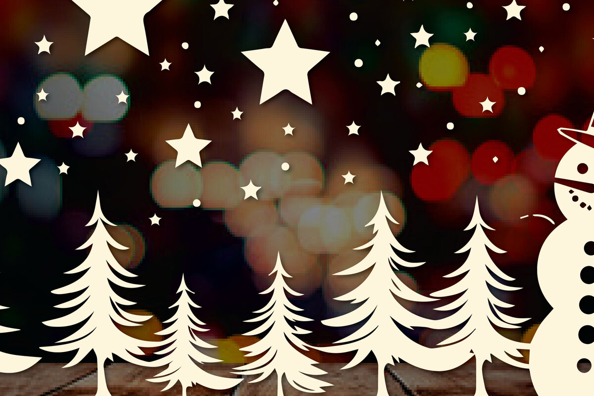 Σετ των 2 Intra απο ξύλο plywood  Χρώμα wenge 3mm-4mm πάχος - Cricut Χριστουγεννιάτικο Στολίδι Decor Δίασταση 4x4 cm INTRAFABR-83341286