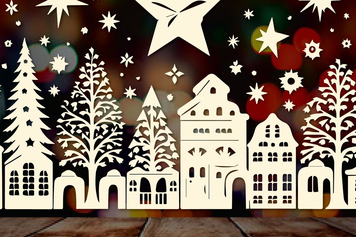 Σετ των 2 Intra απο ξύλο plywood  Χρώμα wenge 3mm-4mm πάχος - Cricut Χριστουγεννιάτικο Στολίδι Decor Δίασταση 4x4 cm INTRAFABR-113392847