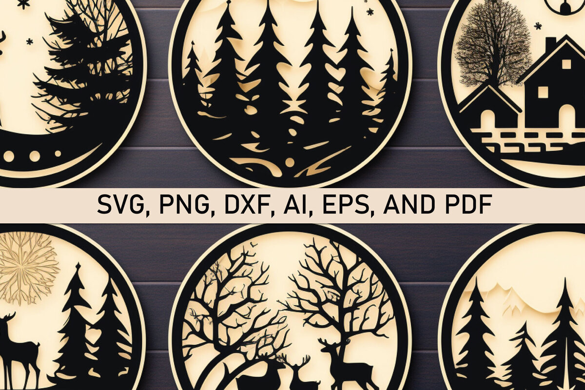 Σετ των 2 Intra απο ξύλο plywood  Χρώμα wenge 3mm-4mm πάχος - Cricut Χριστουγεννιάτικη Σκηνή Στολίδι Bund Δίασταση 4x4 cm INTRAFABR-104778227