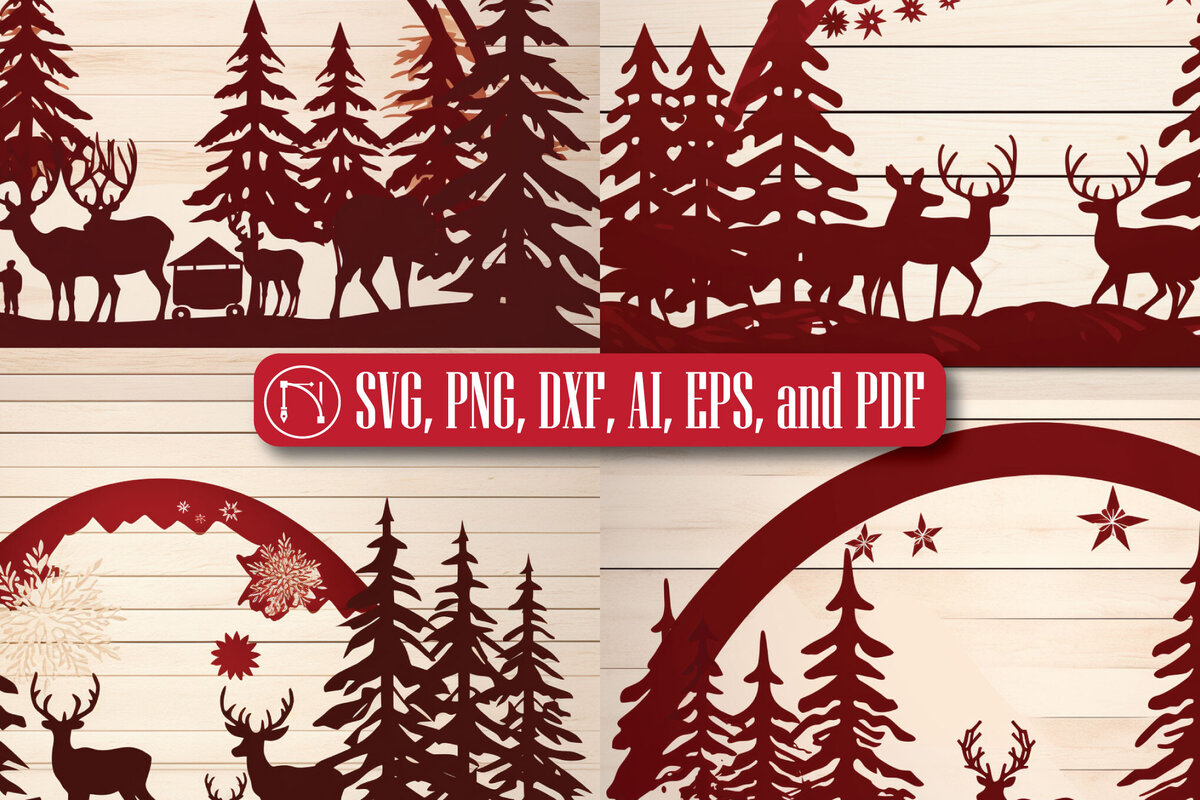 Σετ των 2 Intra απο ξύλο plywood  Χρώμα wenge 3mm-4mm πάχος - Πακέτο Χριστουγεννιάτικου Scene Cricut Δίασταση 4x4 cm INTRAFABR-123581973