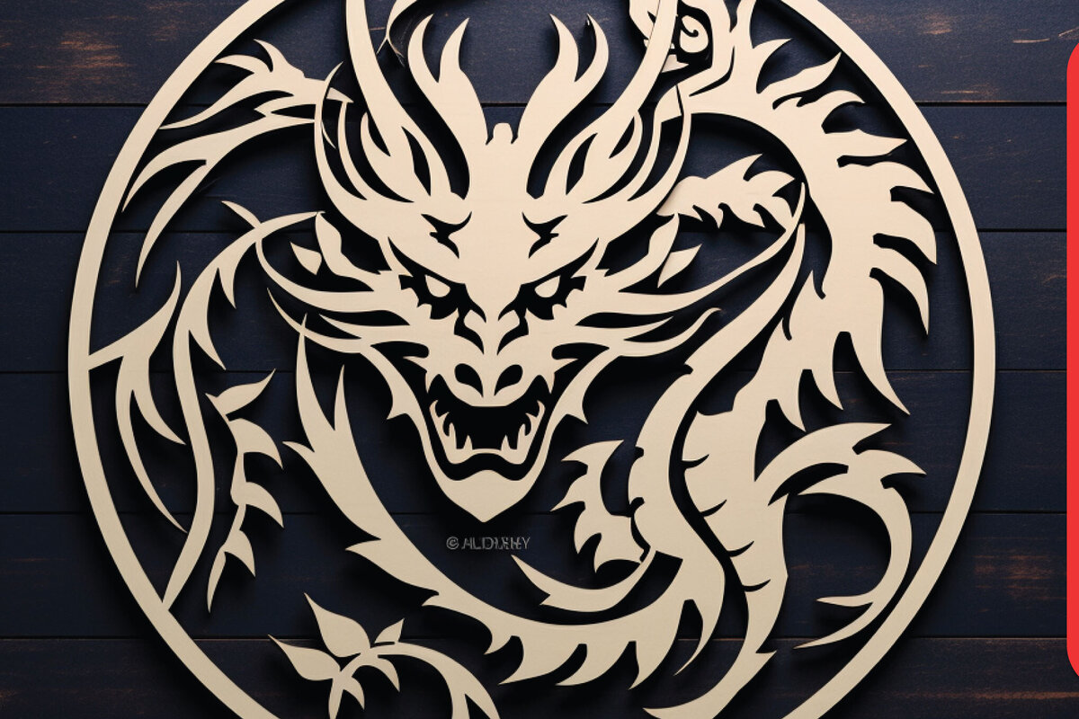 Intra απο ξύλο plywood  Χρώμα wenge 3mm-4mm πάχος - Cricut Dragon Papercut Decor Δίασταση 30x20 cm INTRAFABR-83032843