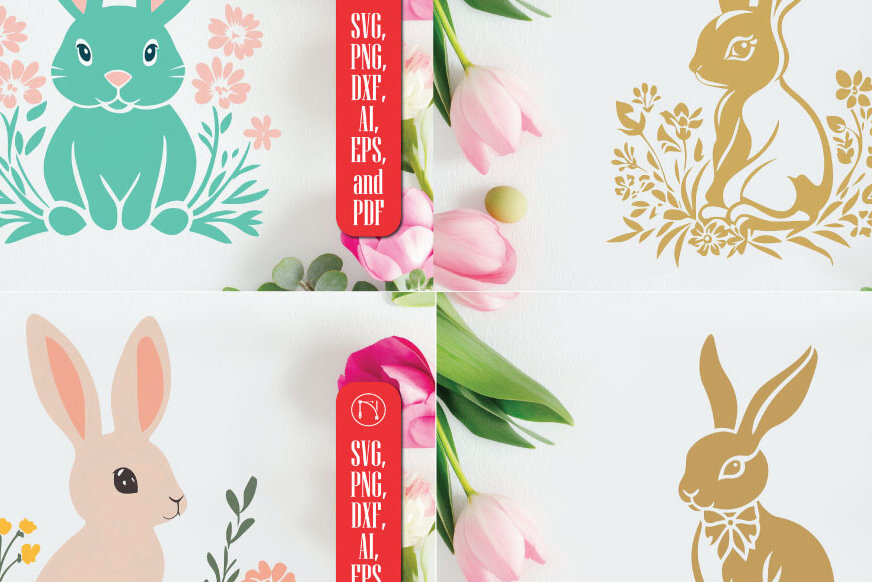 Σετ των 2 Intra απο ξύλο plywood  Χρώμα wenge 3mm-4mm πάχος - Cricut Easter Bunny Cut File Bundle Δίασταση 4x4 cm INTRAFABR-119564543