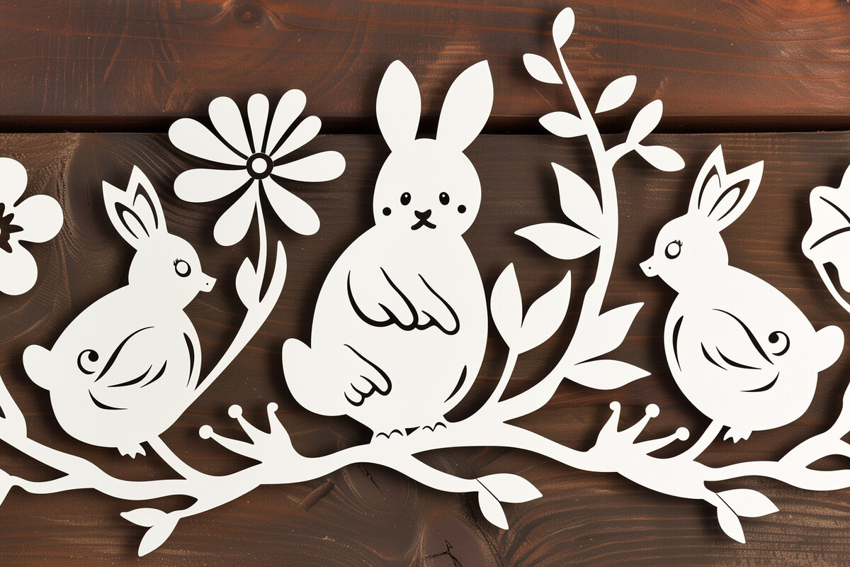 Σετ των 2 Intra απο ξύλο plywood  Χρώμα wenge 3mm-4mm πάχος - Cricut Πασχαλινό Δίασταση 4x4 cm INTRAFABR-115854254