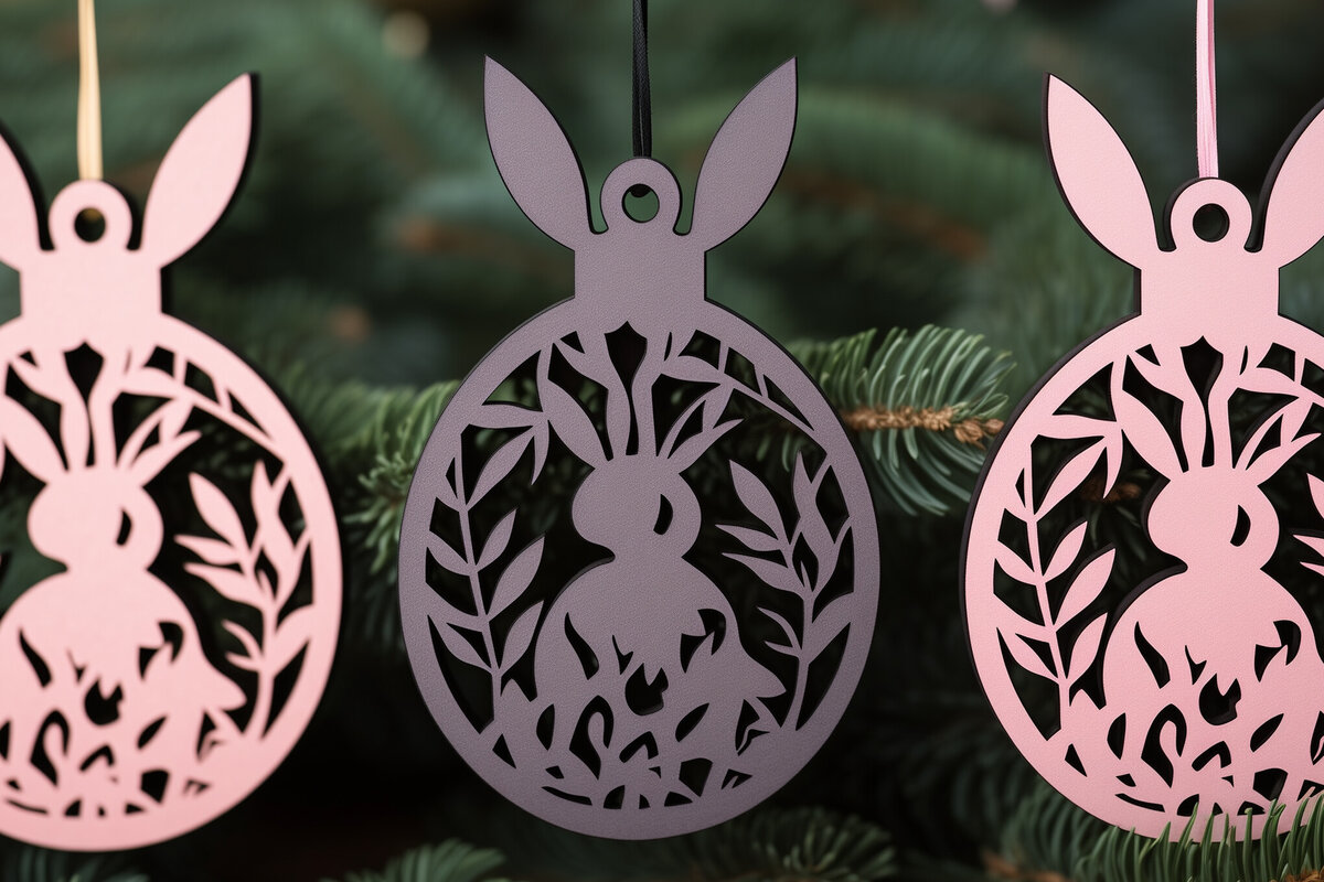 Σετ των 2 Intra απο ξύλο plywood  Χρώμα wenge 3mm-4mm πάχος - Cricut Πασχαλινό Δίασταση 4x4 cm INTRAFABR-103776895