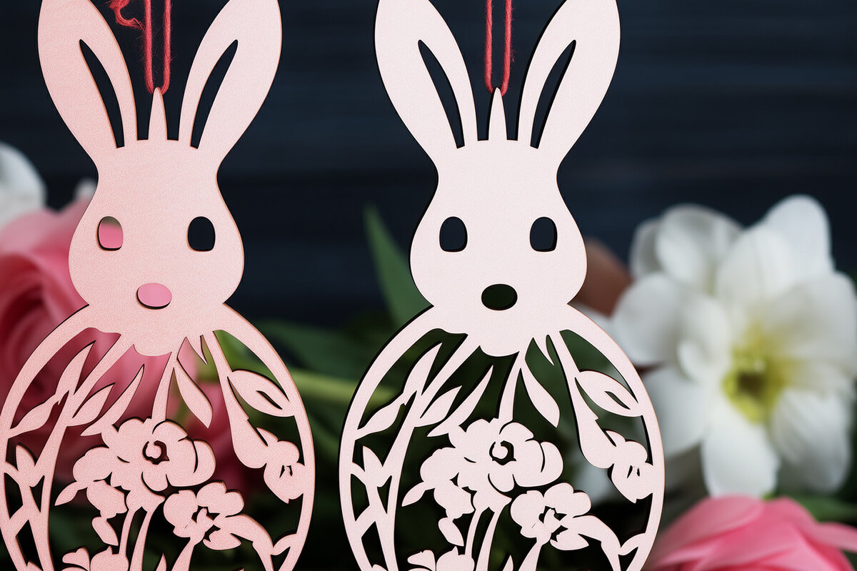 Σετ των 2 Intra απο ξύλο plywood  Χρώμα wenge 3mm-4mm πάχος - Cricut Πασχαλινό Δίασταση 4x4 cm INTRAFABR-102680596