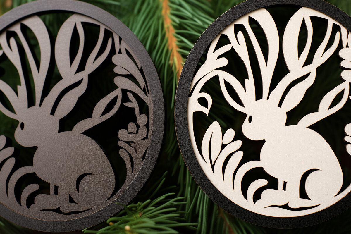 Σετ των 2 Intra απο ξύλο plywood  Χρώμα wenge 3mm-4mm πάχος - Cricut Πασχαλινό Δίασταση 4x4 cm INTRAFABR-91011462