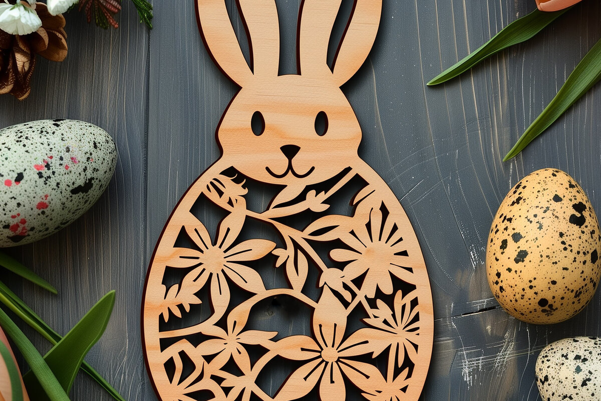 Σετ των 2 Intra απο ξύλο plywood  Χρώμα wenge 3mm-4mm πάχος - Cricut Πασχαλινό Δίασταση 4x4 cm INTRAFABR-29822445