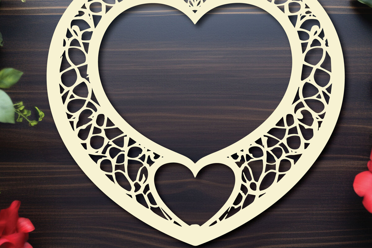 Σετ των 2 Intra απο ξύλο plywood  Χρώμα wenge 3mm-4mm πάχος - Cricut Flower Heart Cut Δίασταση 4x4 cm INTRAFABR-76364007