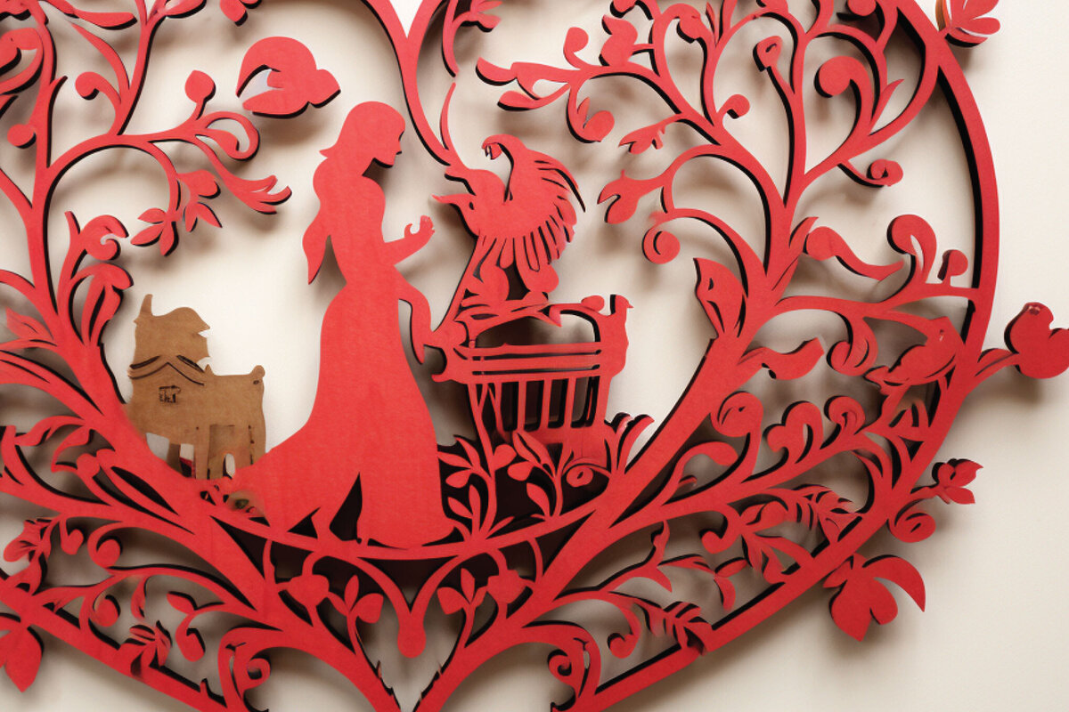 Σετ των 2 Intra απο ξύλο plywood  Χρώμα wenge 3mm-4mm πάχος - Cricut Flower Heart Cut Δίασταση 4x4 cm INTRAFABR-81883812