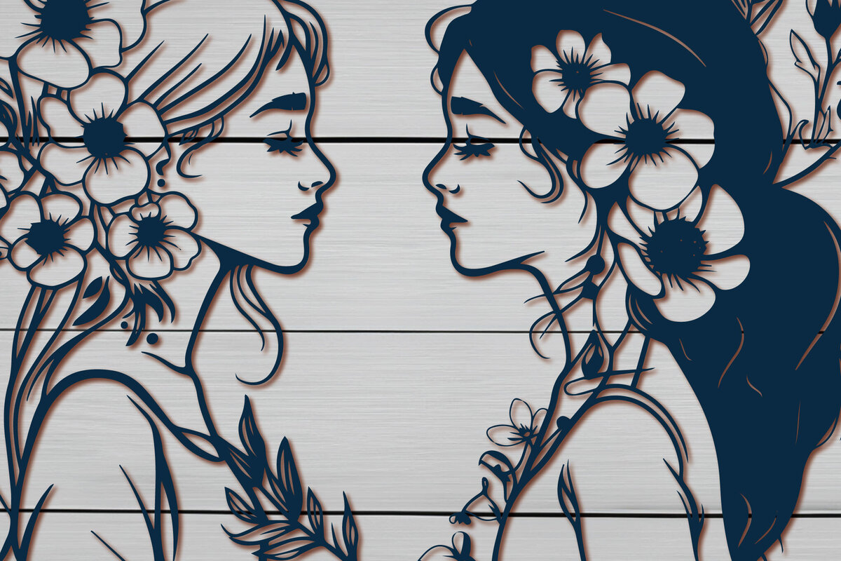 Σετ των 2 Intra απο ξύλο plywood  Χρώμα wenge 3mm-4mm πάχος - Cricut Girls with Flowers Σετ Δίασταση 4x4 cm INTRAFABR-113838790