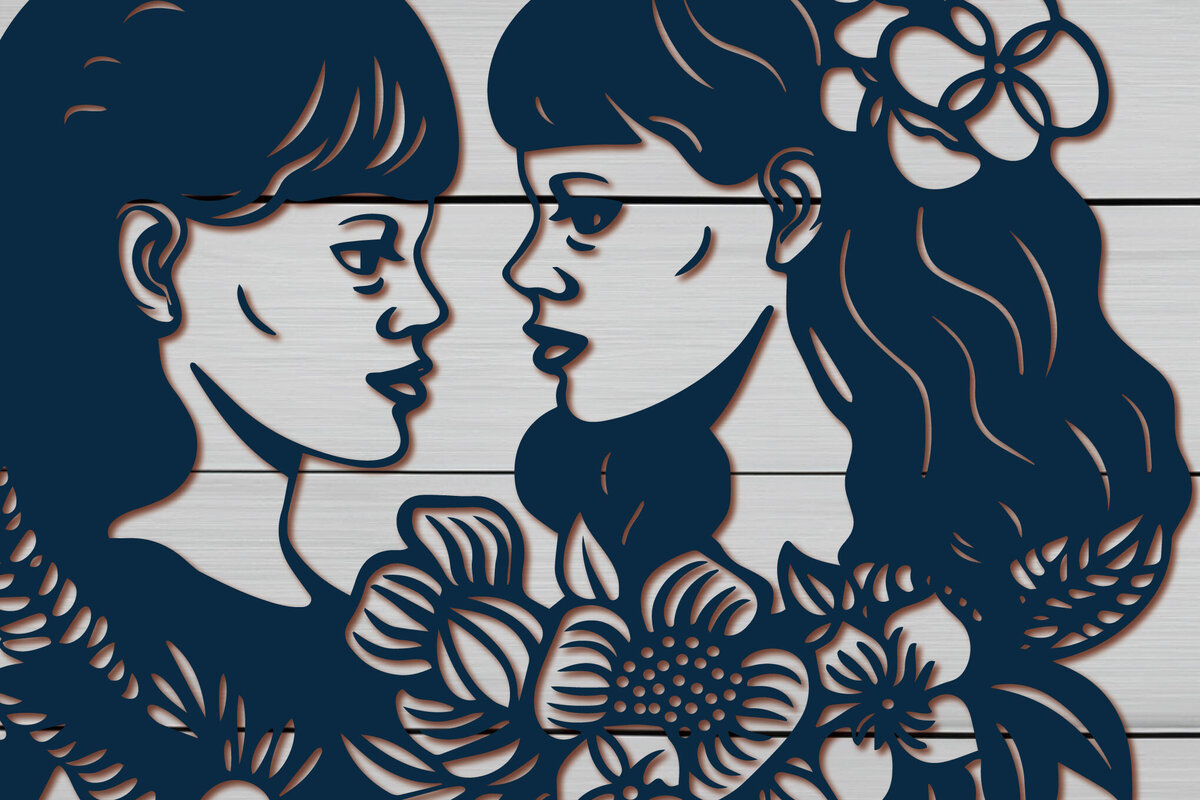 Σετ των 2 Intra απο ξύλο plywood  Χρώμα wenge 3mm-4mm πάχος - Cricut Girls with Flowers Σετ Δίασταση 4x4 cm INTRAFABR-82901658