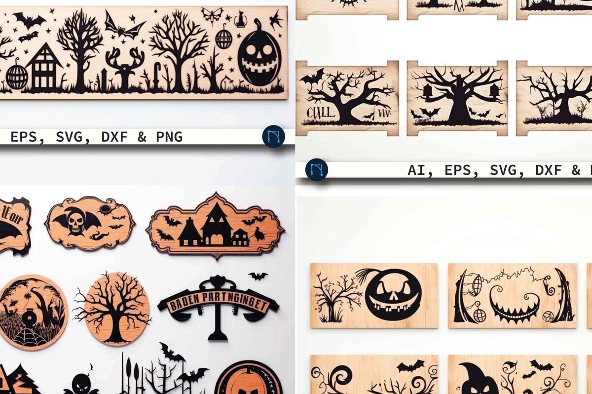 Σετ των 2 Intra απο ξύλο plywood  Χρώμα wenge 3mm-4mm πάχος - Πακέτο Ξύλινων πινακίδων Cricut Halloween Δίασταση 15x15 cm INTRAFABR-24608616