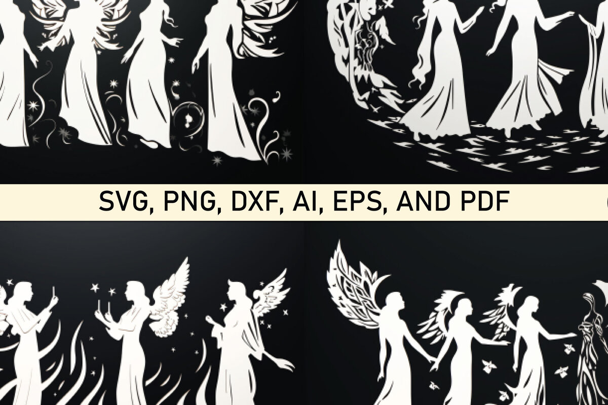 Σετ των 2 Intra απο ξύλο plywood  Χρώμα wenge 3mm-4mm πάχος - Πακέτο Cricut Joyful Angels Δίασταση 4x4 cm INTRAFABR-112390483