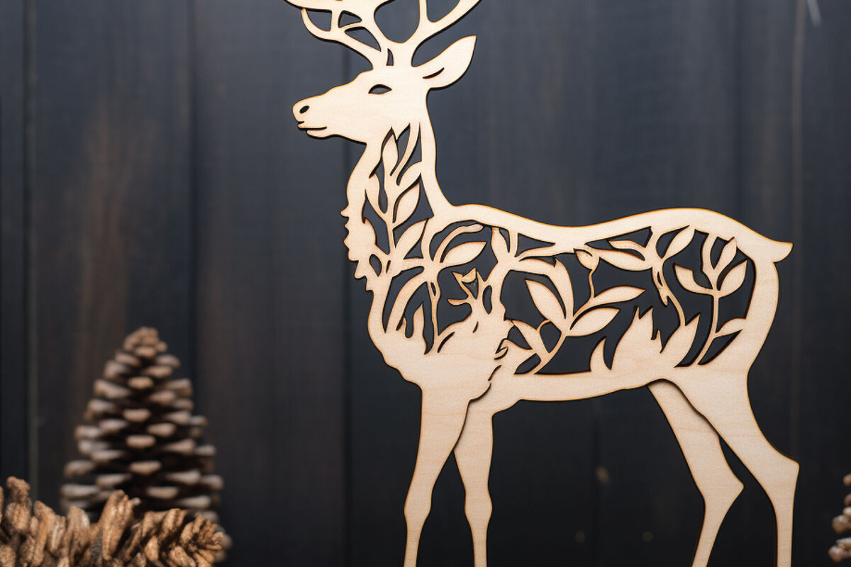 Intra απο ξύλο plywood  Χρώμα wenge 3mm-4mm πάχος - Cricut Deer Decor Δίασταση 30x20 cm INTRAFABR-114392492