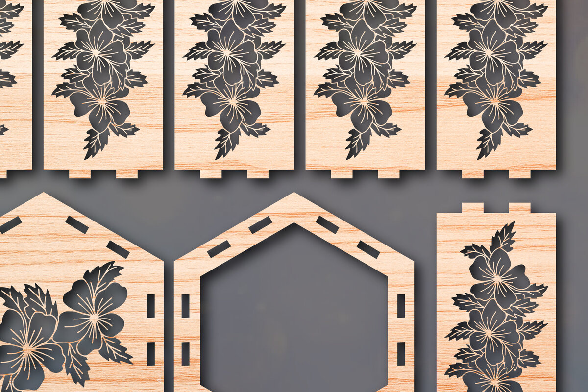 Intra απο ξύλο plywood  Χρώμα wenge 3mm-4mm πάχος - Cricut Flower Lantern Δίασταση 25x25 cm INTRAFABR-112283744