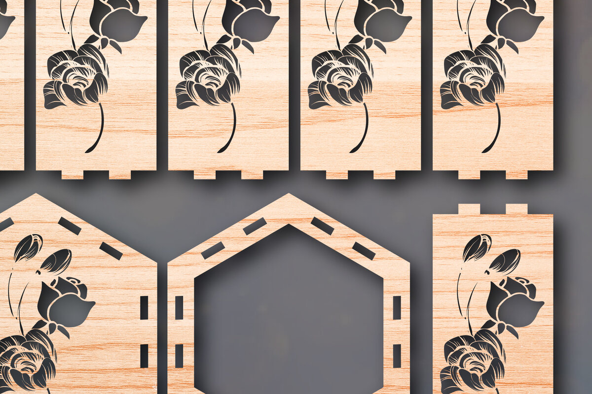 Intra απο ξύλο plywood  Χρώμα wenge 3mm-4mm πάχος - Cricut Rose Flower Lantern Δίασταση 25x25 cm INTRAFABR-103245272