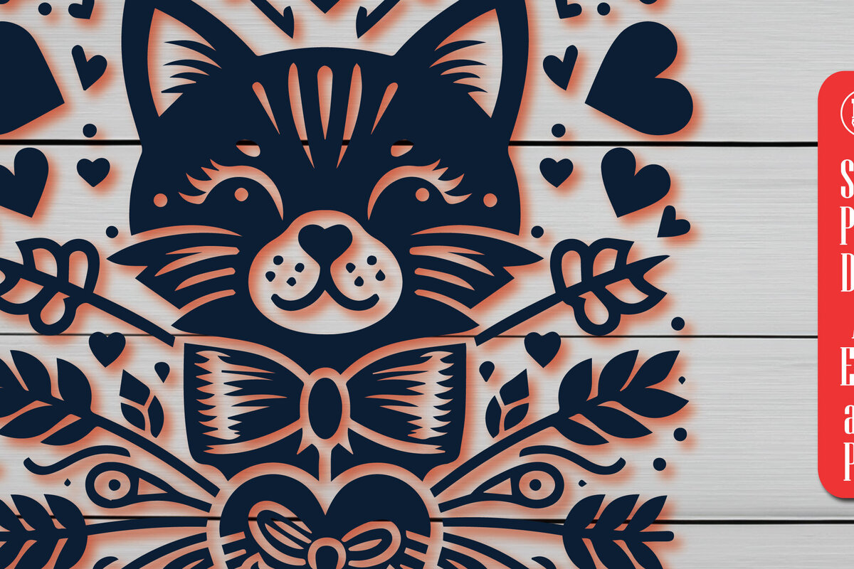 Σετ των 2 Intra απο ξύλο plywood  Χρώμα wenge 3mm-4mm πάχος - Cricut Valentine Cat Δίασταση 4x4 cm INTRAFABR-113205034