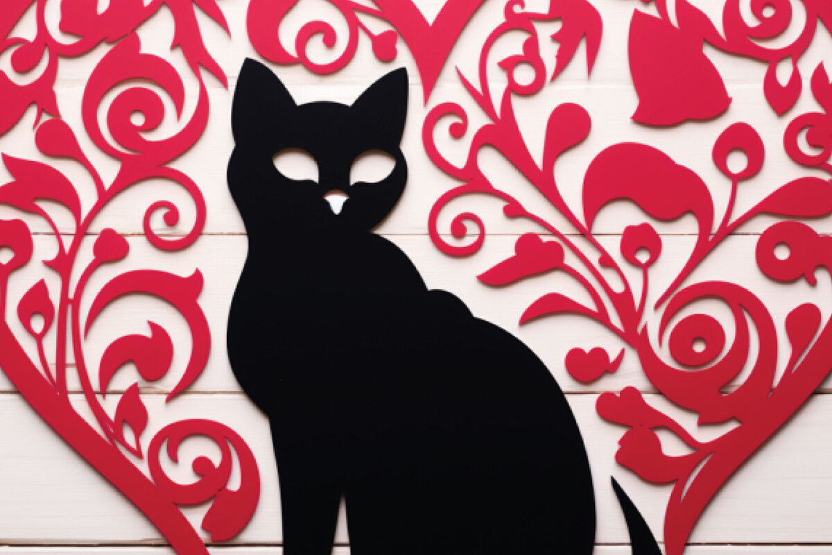 Σετ των 2 Intra απο ξύλο plywood  Χρώμα wenge 3mm-4mm πάχος - Cricut Valentine Cat Δίασταση 4x4 cm INTRAFABR-113204314