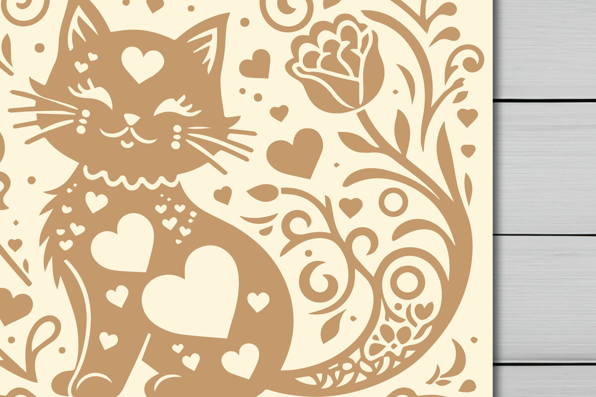 Σετ των 2 Intra απο ξύλο plywood  Χρώμα wenge 3mm-4mm πάχος - Cricut Valentine Cat Δίασταση 4x4 cm INTRAFABR-81448517