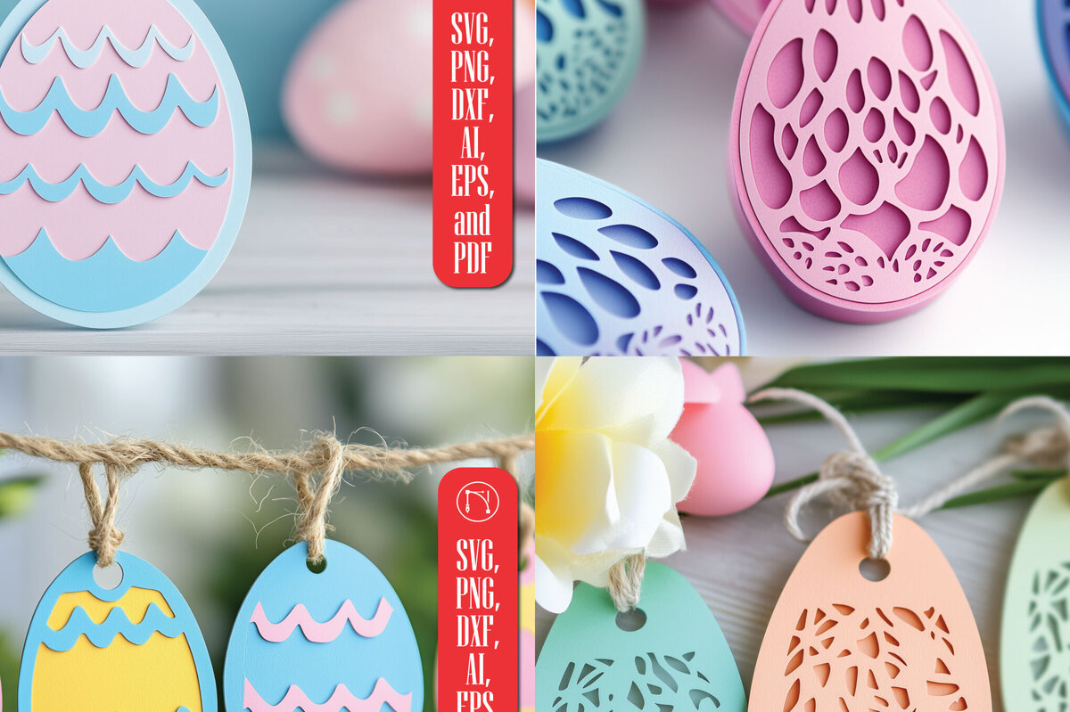 Σετ των 2 Intra απο ξύλο plywood  Χρώμα wenge 3mm-4mm πάχος - Σετ πασχαλινών αυγών με στρώσεις Cricut Δίασταση 4x4 cm INTRAFABR-102065333