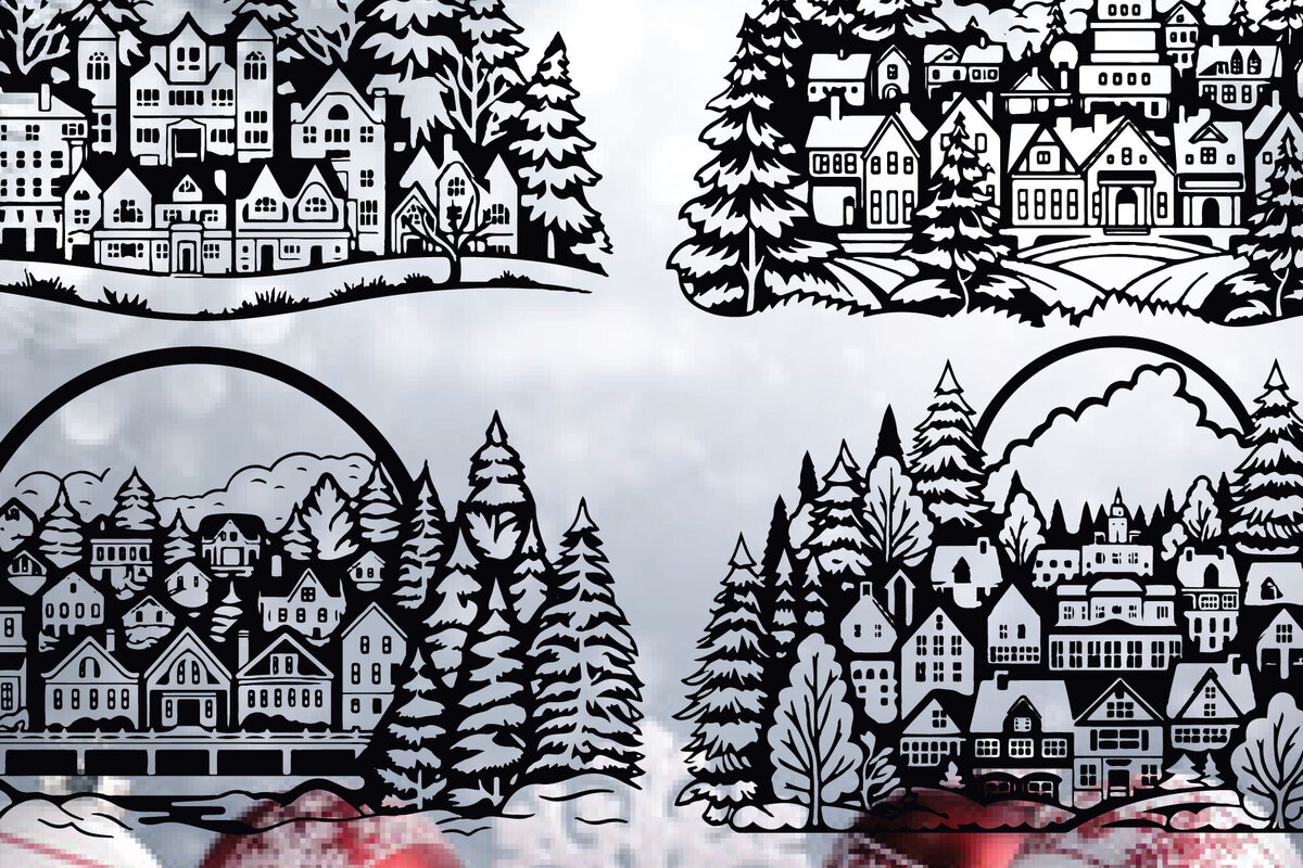 Σετ των 2 Intra απο ξύλο plywood  Χρώμα wenge 3mm-4mm πάχος - Πακέτο Cricut Merry and Bright Δίασταση 6x6 cm INTRAFABR-12832567