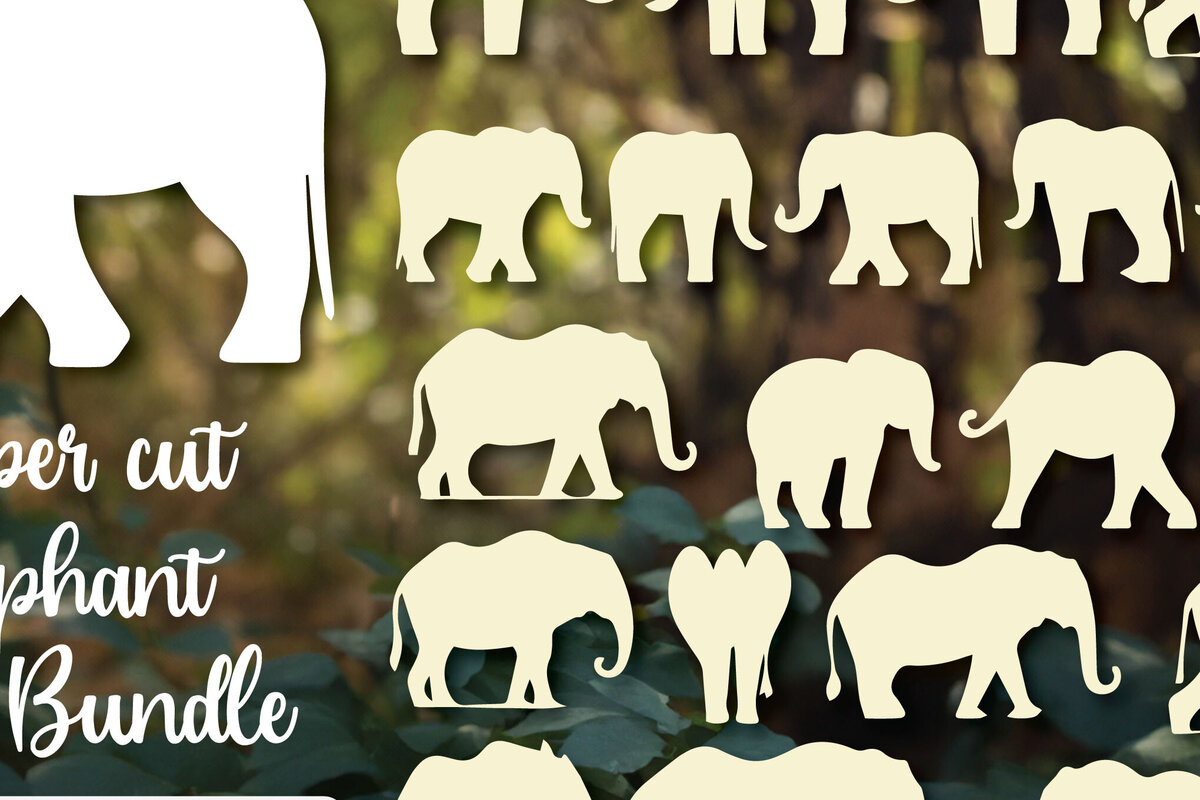 Σετ των 2 Intra απο ξύλο plywood  Χρώμα wenge 3mm-4mm πάχος - Πακέτο Cricut Paper Cut Elephant Δίασταση 4x4 cm INTRAFABR-61608108