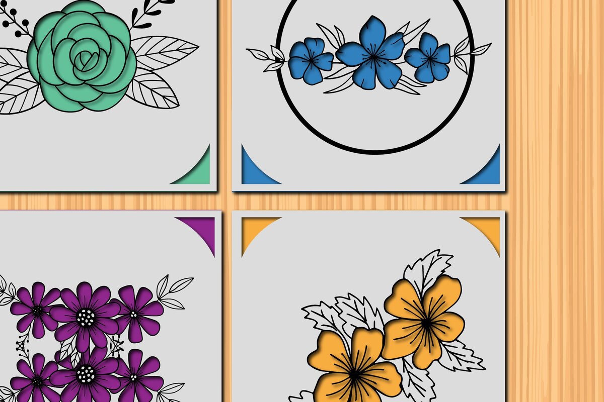 Intra απο ξύλο plywood  Χρώμα wenge 3mm-4mm πάχος - Cricut Paper Cut Floral Card Bundle Δίασταση 20x20 cm INTRAFABR-61608281