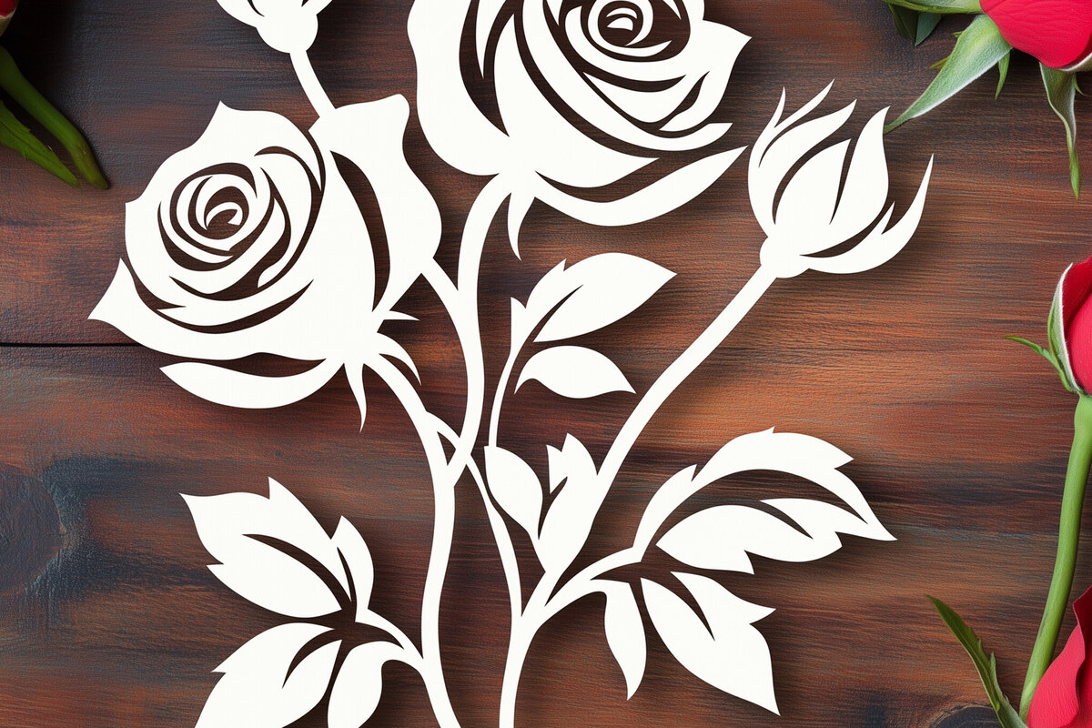 Intra απο ξύλο plywood  Χρώμα wenge 3mm-4mm πάχος - Cricut Rose Bouquet Cut File Δίασταση 40x50 cm INTRAFABR-118960928