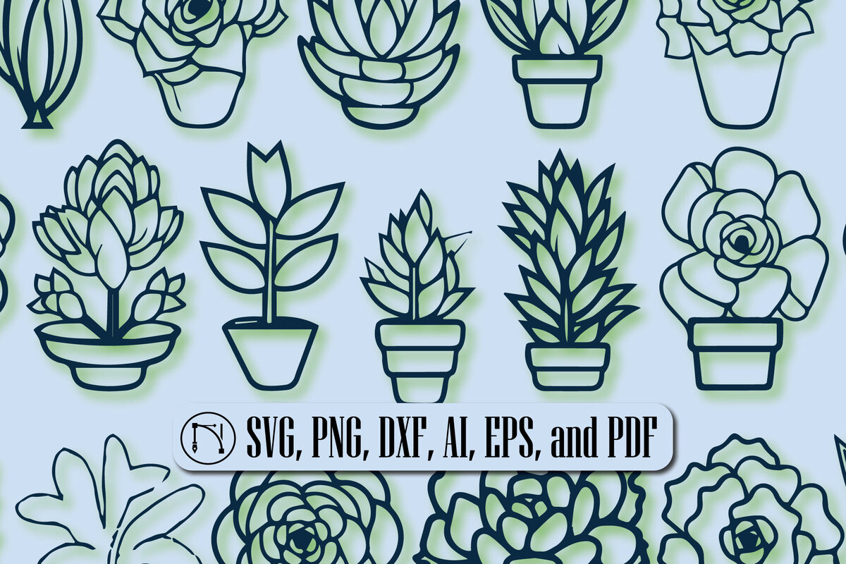 Σετ των 2 Intra απο ξύλο plywood  Χρώμα wenge 3mm-4mm πάχος - Cricut SUCCULENTS Cut File Bundle Δίασταση 10x15 cm INTRAFABR-113924317