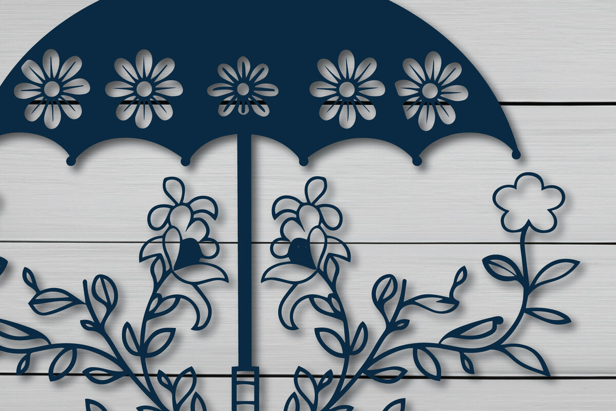 Σετ των 2 Intra απο ξύλο plywood  Χρώμα wenge 3mm-4mm πάχος - Ομπρέλα Cricut με λουλούδια Σετ Δίασταση 4x4 cm INTRAFABR-100486398