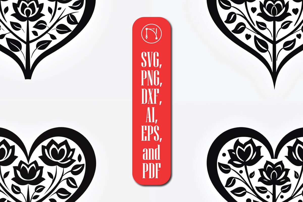 Σετ των 2 Intra απο ξύλο plywood  Χρώμα wenge 3mm-4mm πάχος - Πακέτο Cricut Valentine Floral Heart Δίασταση 4x4 cm INTRAFABR-100486134