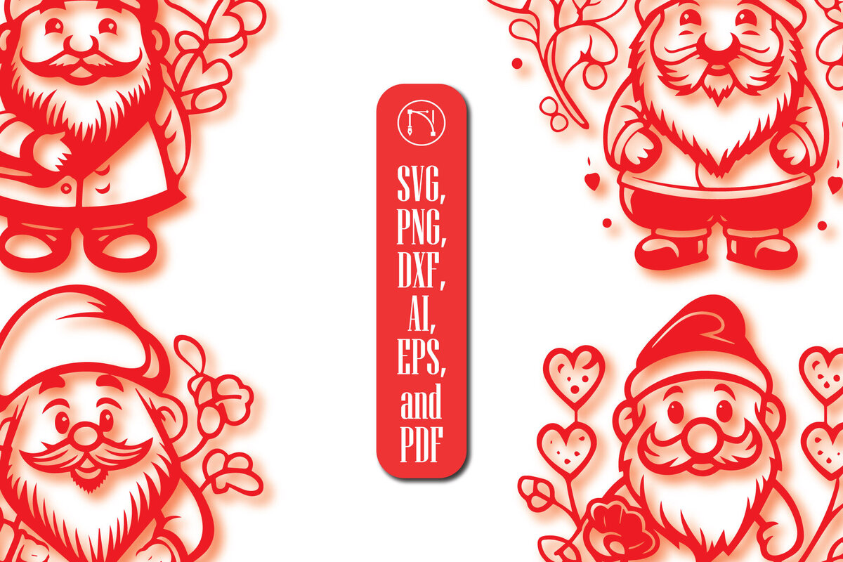 Σετ των 2 Intra απο ξύλο plywood  Χρώμα wenge 3mm-4mm πάχος - Πακέτο Cricut Valentine Gnome Δίασταση 4x4 cm INTRAFABR-80451902