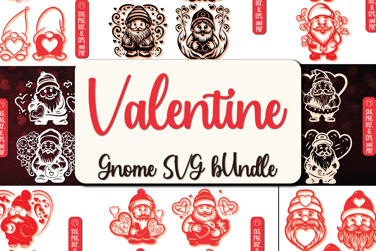 Σετ των 2 Intra απο ξύλο plywood  Χρώμα wenge 3mm-4mm πάχος - Cricut Valentine Gnome Mega Bundle Δίασταση 4x4 cm INTRAFABR-122589686