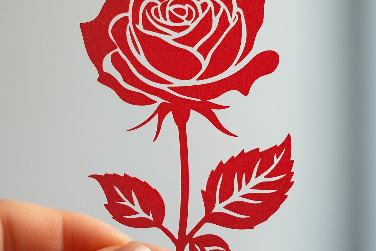 Σετ των 2 Intra απο ξύλο plywood  Χρώμα wenge 3mm-4mm πάχος - Cricut Valentine Rose Cut Δίασταση 4x4 cm INTRAFABR-80215590