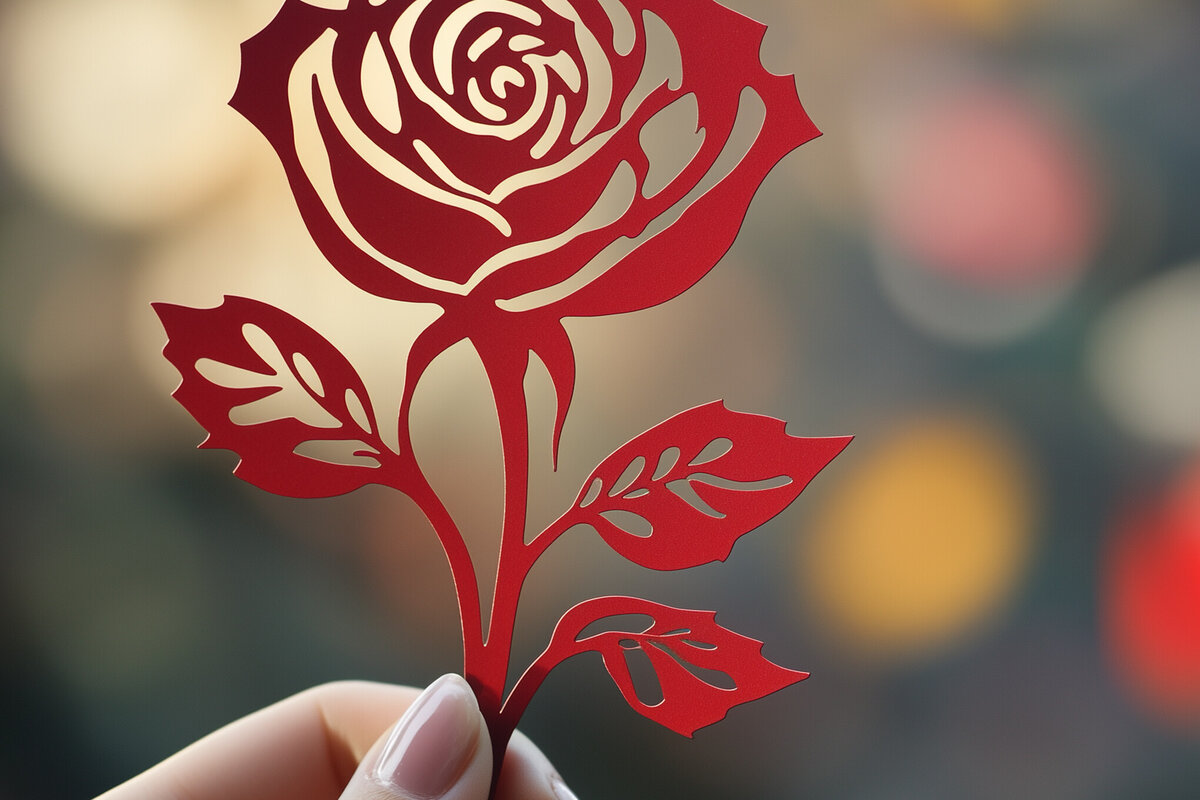 Σετ των 2 Intra απο ξύλο plywood  Χρώμα wenge 3mm-4mm πάχος - Cricut Valentine Rose Cut Δίασταση 4x4 cm INTRAFABR-112942065