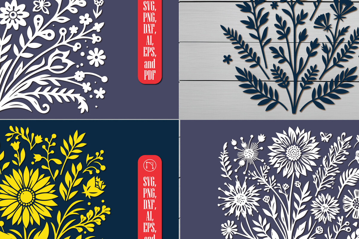 Σετ των 2 Intra απο ξύλο plywood  Χρώμα wenge 3mm-4mm πάχος - Πακέτο Cricut Wildflower Δίασταση 4x4 cm INTRAFABR-119037568