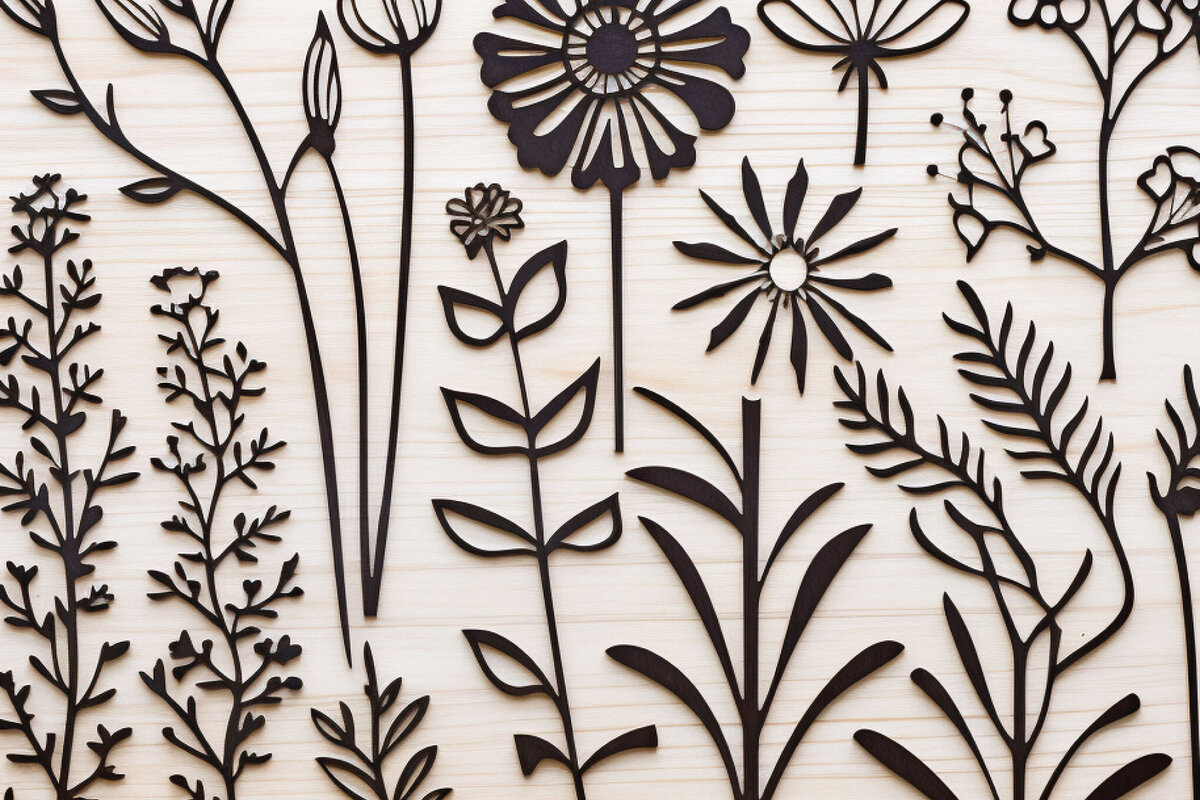 Intra απο ξύλο plywood  Χρώμα wenge 3mm-4mm πάχος - Πακέτο Cricut Wildflowers Δίασταση 30x20 cm INTRAFABR-59656809