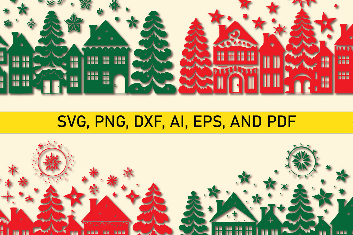 Σετ των 2 Intra απο ξύλο plywood  Χρώμα wenge 3mm-4mm πάχος - Πακέτο Cricutcut Christmas House Δίασταση 4x4 cm INTRAFABR-59971697