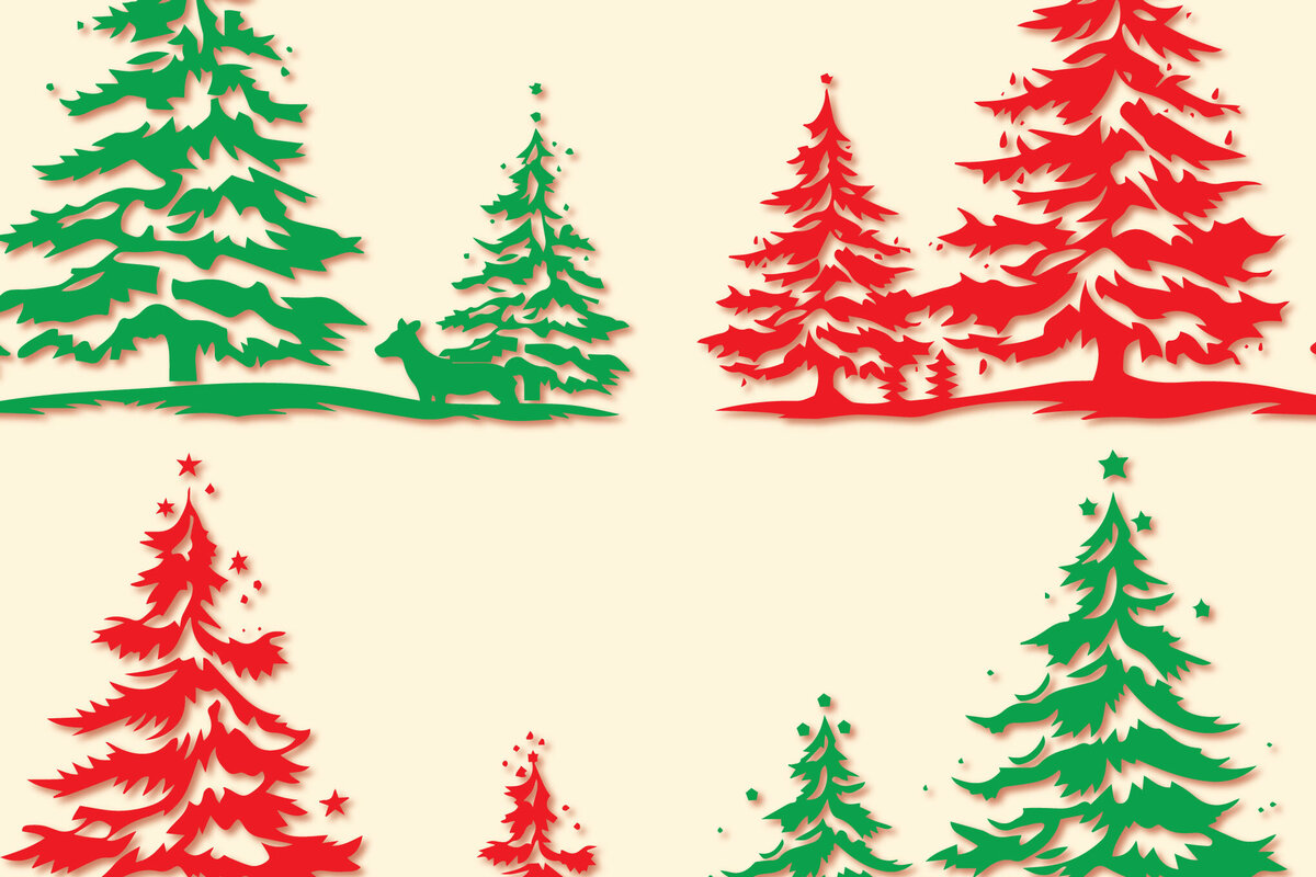 Σετ των 2 Intra απο ξύλο plywood  Χρώμα wenge 3mm-4mm πάχος - Πακέτο Χριστουγεννιάτικου Δέντρου Cricutcut Δίασταση 4x4 cm INTRAFABR-116604187